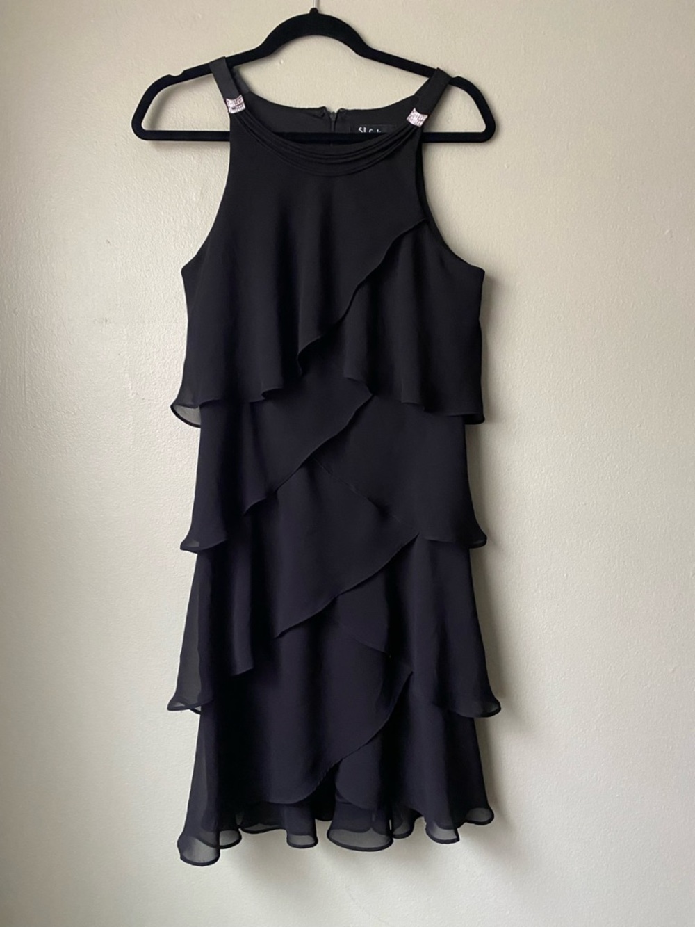 SL Fashions Black Sleeveless Ruffle Tier Mini Dress